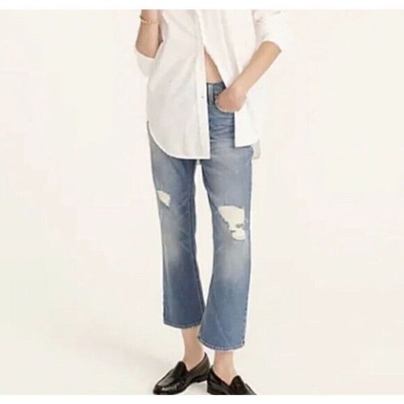 J. Crew Denim - J CREW Womens 9" Demi-Boot Crop Jeans NEW Distressed Stretch BA622 Sz 27